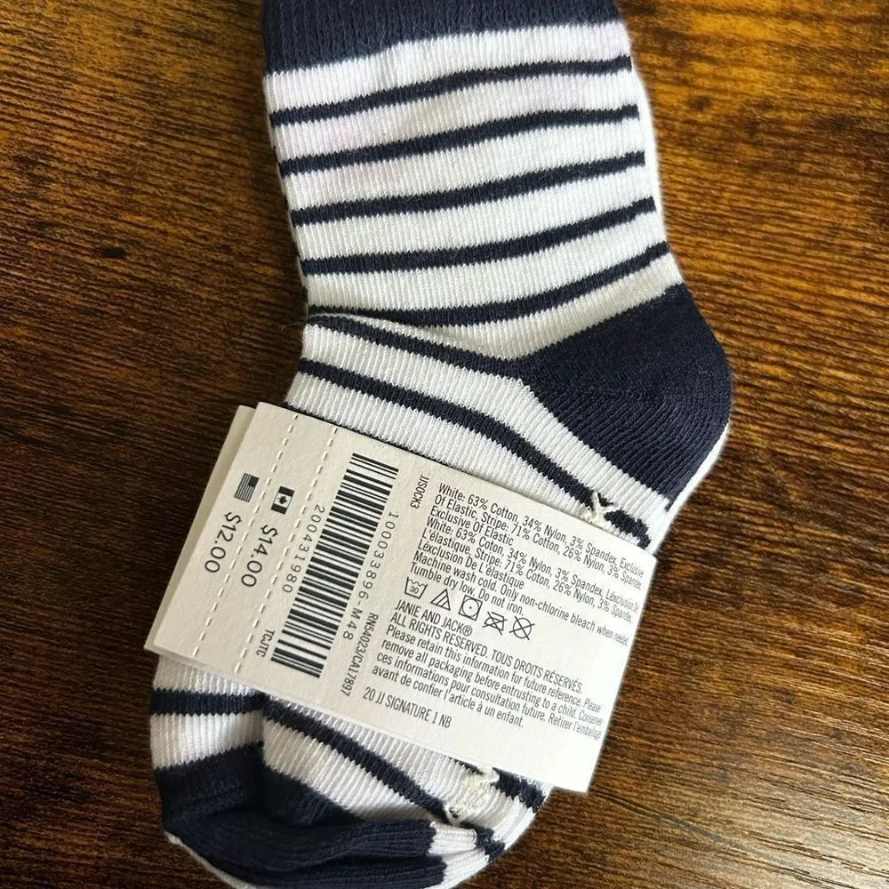 Janie and Jack Navy and White Striped Socks
